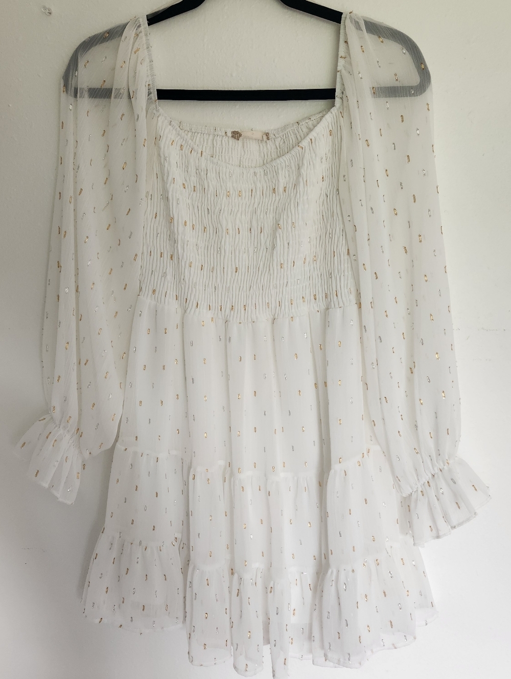 Altar'd State White Chiffon Babydoll Dress